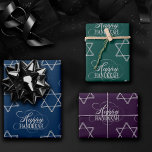 Happy Hanukkah Star of David Classic Silver Navy Wrapping Paper Sheet<br><div class="desc">Minimal classic silver Bar/Bat Mitzvah and Hanukkah modern Star of David against a solid background creates an elegant,  sophisticated design. For other coordinating colours or matching products,  visit JustFharryn @ Zazzle.com or contact the designer,  c/o Fharryn@yahoo.com  All rights reserved. #zazzlemade #christmasdecor</div>