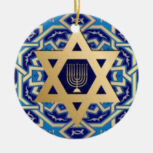 Happy Hanukkah. Star of David Custom Year Ceramic Tree Decoration
