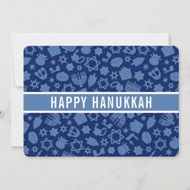 Happy Hanukkah Star of David Cute Trendy  Holiday Card (Front)