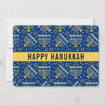 Happy Hanukkah Star of David Cute Trendy  Holiday Card<br><div class="desc">Happy Hanukkah,  star of David,  Menorah,  cute,  white,  yellow,  blue,  trendy,  stars,  candles card.</div>