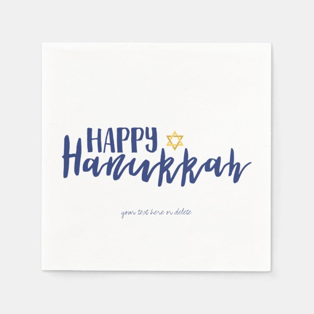 Happy Hanukkah Star of David Holiday Napkin (Front)