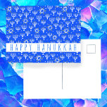 Happy Hanukkah Star of David Menorah Blue CUSTOM Postcard<br><div class="desc">Hand drawn Hanukkah pattern. Customise this card by clicking "personalise" and adding your own text over the cute background,  or add text to the back side.  Check my shop for more colours and designs or let me know if you'd like something custom. Thanks for shopping with me!</div>
