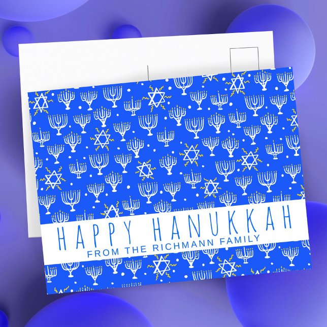 Happy Hanukkah Star of David Menorah Blue CUSTOM Postcard (Happy Hanukkah Star of David Menorah Blue CUSTOM Postcard
)