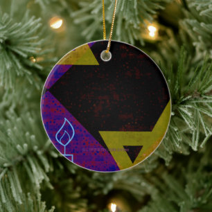 Happy Hanukkah Star of David menorah Dreidel Slipp Ceramic Tree Decoration