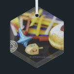 Happy Hanukkah Star of David menorah Dreidel Slipp Glass Tree Decoration<br><div class="desc">Happy Hanukkah Star of David menorah Dreidel SlipperyJoe's Celebration Candles Jewish Hebrew Chanukah gifts decorations Judaism religion artistic</div>