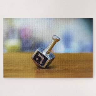 Happy Hanukkah Star of David menorah Dreidel Slipp Jigsaw Puzzle