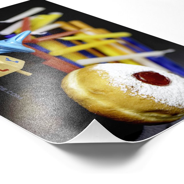 Happy Hanukkah Star of David menorah Dreidel Slipp Photo Print (Corner)