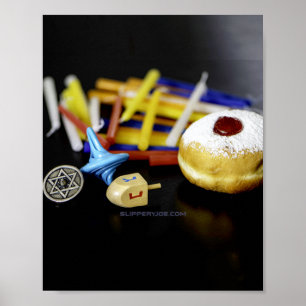 Happy Hanukkah Star of David menorah Dreidel Slipp Poster