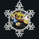 Happy Hanukkah Star of David menorah Dreidel Slipp Snowflake Pewter Christmas Ornament<br><div class="desc">Happy Hanukkah Star of David menorah Dreidel SlipperyJoe's Celebration Candles Jewish Hebrew Chanukah gifts decorations Judaism religion artistic</div>