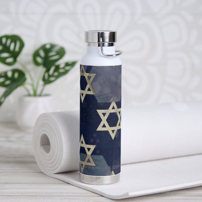 Happy Hanukkah Star of David menorah Dreidel Slipp Water Bottle (Yoga)