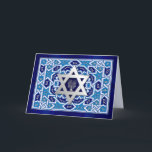 Happy Hanukkah. Star of David & Menorah  Holiday Card<br><div class="desc">Happy Hanukkah / Happy Chanukah. Silver Foil Star of David and Menorah design customisable Greeting Cards. Matching cards and gifts available in the Jewish Holidays / Hanukkah Category of our store.</div>