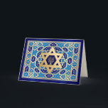 Happy Hanukkah. Star of David & Menorah  Holiday Card<br><div class="desc">Happy Hanukkah / Happy Chanukah. Gold Foil Star of David and Menorah design customisable Greeting Cards. Matching cards and gifts available in the Jewish Holidays / Hanukkah Category of our store.</div>