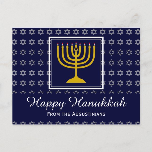 HAPPY HANUKKAH Star of David Menorah Personalised Holiday Postcard (Front)