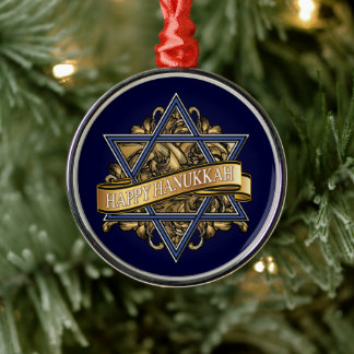 Happy Hanukkah Star of David Metal Tree Decoration