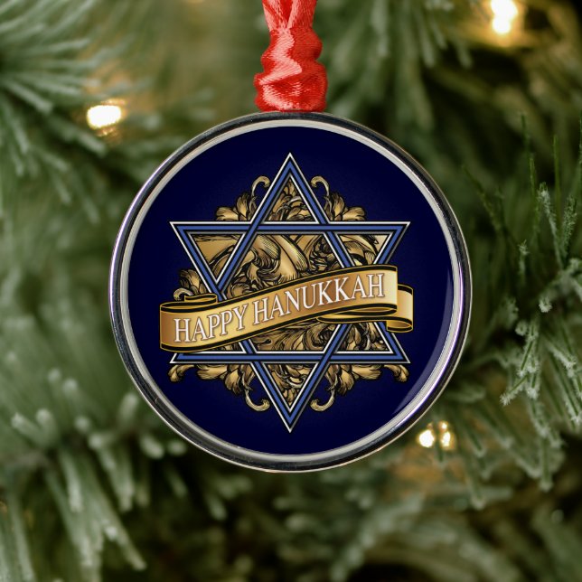  Happy Hanukkah Star of David Metal Tree Decoration (Tree)