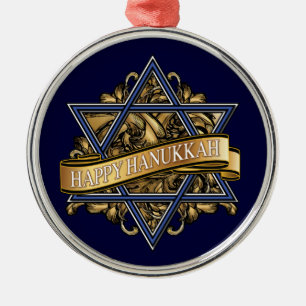  Happy Hanukkah Star of David Metal Tree Decoration