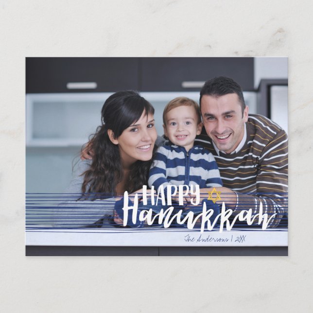 Happy Hanukkah Star of David Photo Postcards (Front)