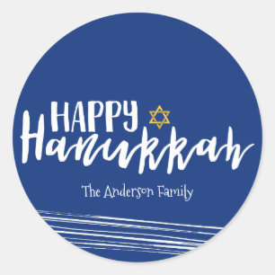 Happy Hanukkah Star of David Sticker Gift Tag