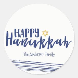 Happy Hanukkah Star of David Sticker Gift Tag