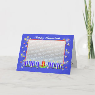 Happy Hanukkah Stars and Candles (photo frame) Holiday Card
