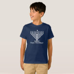 Happy Hanukkah t-shirt<br><div class="desc">Kids Hanukkah apparel - dark background "happy hanukkah" tshirt with menorah</div>