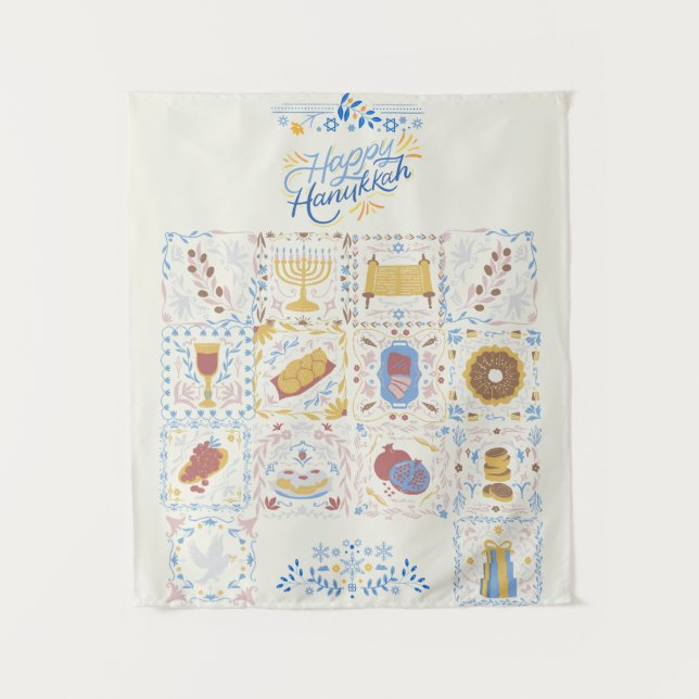 Happy Hanukkah  Tapestry (Front)