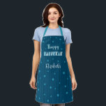 Happy Hanukkah Teal Modern Whimsical Typography Apron<br><div class="desc">“Happy Hanukkah.” Here’s a wonderful way add to the fun of your holiday baking. Add extra sparkle to your holiday culinary adventures whenever you wear this adorable, whimsical, chic, simple, modern, custom Hanukkah apron. Fun handcrafted typography along with a random Star of David pattern in light dusty blues, all overlaying...</div>