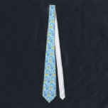 Happy Hanukkah Tie<br><div class="desc">Happy Hanukkah text with a menorah, Star of David and two dreidels. Shades of blue, white and yellow.</div>