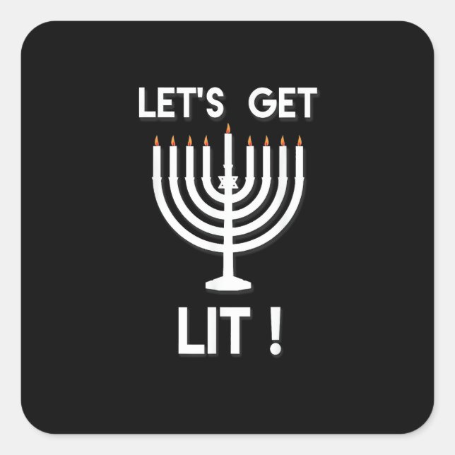 Happy Hanukkah Tis The Season Get Square Sticker (Front)