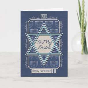 Happy Hanukkah to Sister Celebrate Star of David Holiday Card