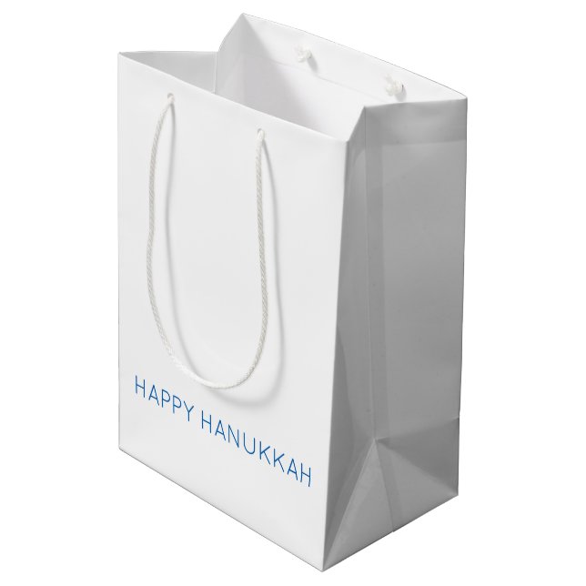 Happy Hanukkah Typography Holiday Faith  Medium Gift Bag (Back Angled)