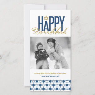 Happy Hanukkah Typography Star Of David Photo Holiday Card