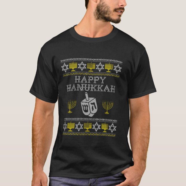 Happy Hanukkah Ugly Sweater Chanukah Jewish Christ (Front)