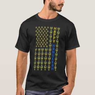Happy HANUKKAH USA flag with Menorahs Jewish Holid T-Shirt