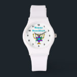 Happy Hanukkah Watch<br><div class="desc">Personalised gifts that say "Happy Hanukkah" feature Jewish Star and candles ready to light each special night.  Happy holidays and have a wonderful New Year!</div>