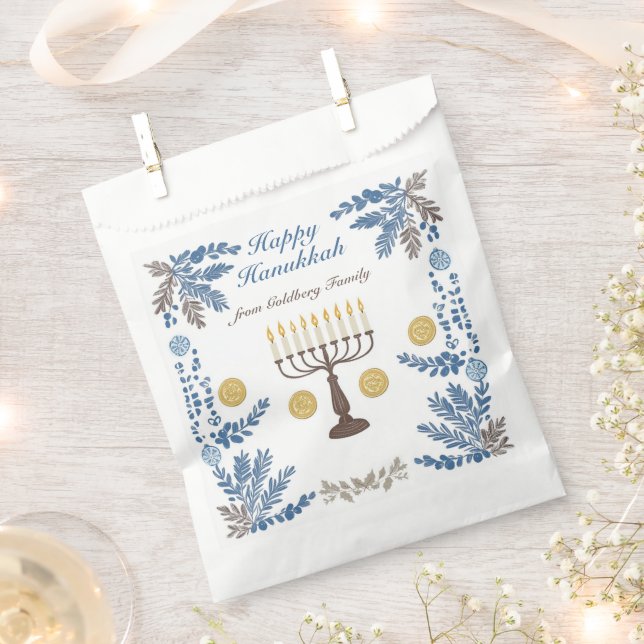 🕎 Happy Hanukkah, watercolor Favour Bags (Clipped)