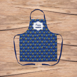 Happy Hanukkah Watercolor Stars Of David Apron