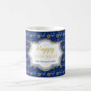 Happy Hanukkah Watercolor Stars Of David Coffee Mug
