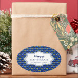 Happy Hanukkah Watercolor Stars Of David Oval Sticker<br><div class="desc">Watercolor Hand-painted by Kredas.
Quality Hanukkah sticker for you to customise with your special holiday message.</div>