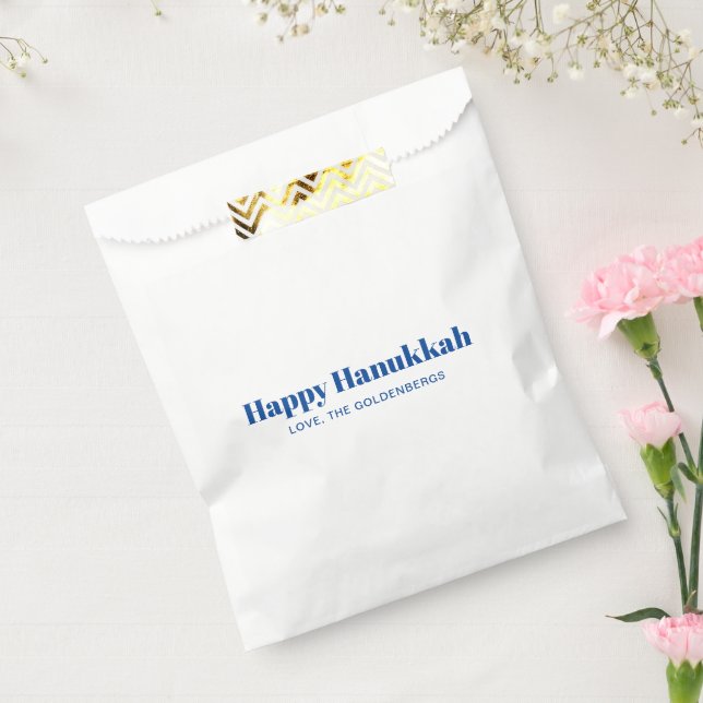 Happy Hanukkah white blue minimalist personalised Favour Bags (Sealed)