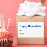 Happy Hanukkah white blue to from blank minimalist Rectangular Sticker<br><div class="desc">Happy Hanukkah blue and white to from blank cute minimalist modern simple elegant Hanukkah stickers and labels.
Fully customisable blue text on white solid plain background.</div>