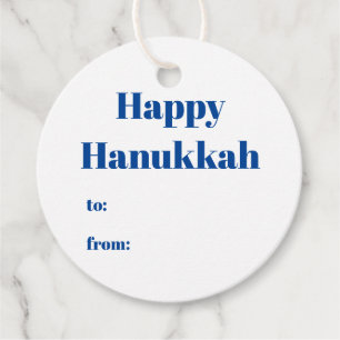 Happy Hanukkah white blue to from modern stripes Favour Tags