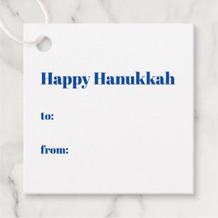 Happy Hanukkah white blue to from modern stripes Favour Tags