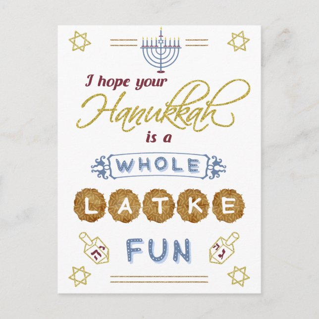 Happy Hanukkah Whole Latke Fun Funny Postcard (Front)