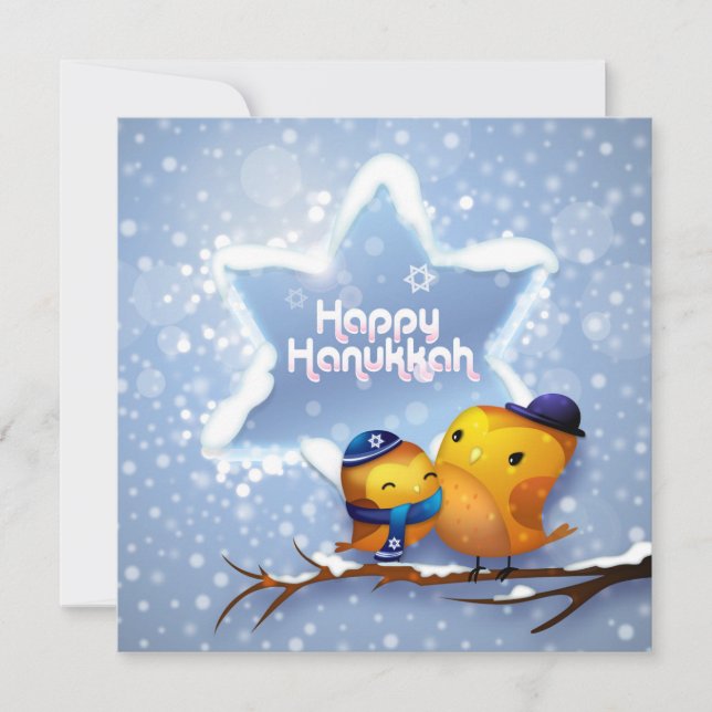 Happy Hanukkah Winter Snow Birds (Front)