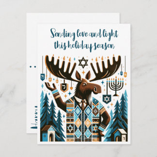 Happy Hanukkah (With A Moose!) Holiday Postcard