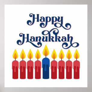 Happy Hanukkah  with Candles Poster