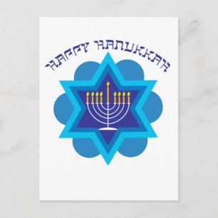 🕎 Happy Hanukkah, with Menorah, customisable Postcard
