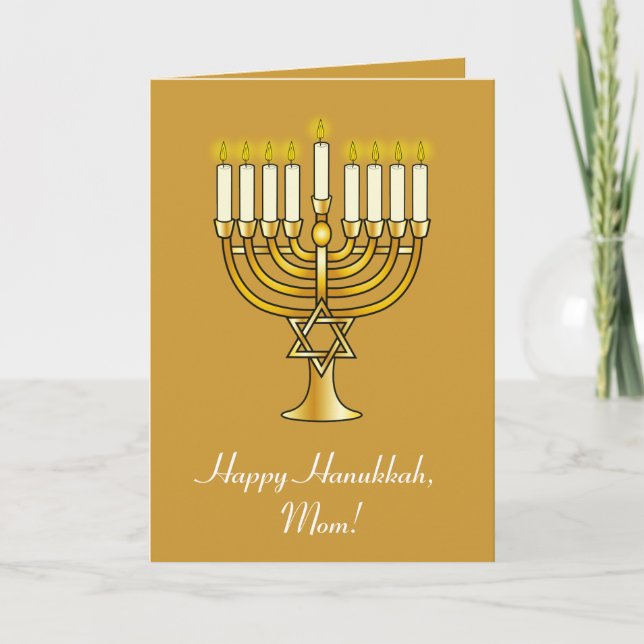 Happy Hanukkah with Menorah: Mum Holiday Card (Front)