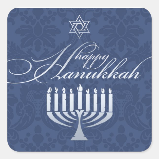 Happy Hanukkah with Menorah Sticker (Front)